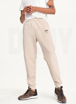 Khaki DKNY Logo Men's Pants | Malaysia_D0176