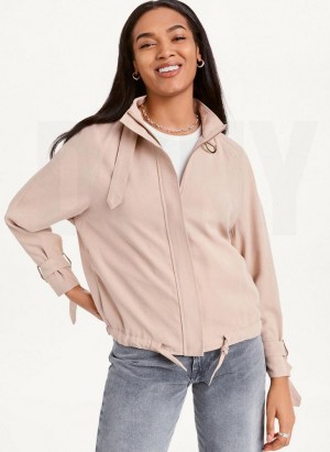 Khaki DKNY Long Sleeve Women's Jackets | Malaysia_D0574