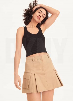 Khaki DKNY Mini Women's Skirts | Malaysia_D0269
