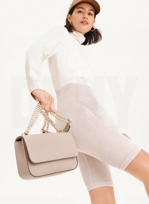 Khaki DKNY Sina Flap Women's Shoulder Bags | Malaysia_D0389