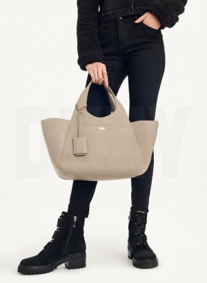 Khaki DKNY The Medium Effortless Women's Tote Bags | Malaysia_D1657