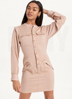 Khaki DKNY Two Pocket Mini Women's Dress | Malaysia_D0195