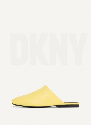 Lemon DKNY Flat Women's Slides | Malaysia_D1458