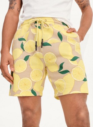 Lemon DKNY Lemon Print Pull On Men's Shorts | Malaysia_D0964