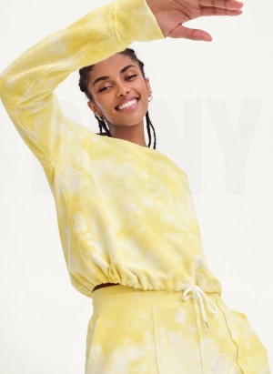 Lemon DKNY Tie Dye Crew Neck Pullover With Tie Women's Sweatshirts | Malaysia_D1529