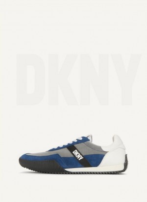 Light Blue DKNY Side Logo Men's Sneakers | Malaysia_D0266