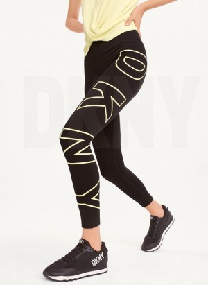 Light Green DKNY Outline Logo Women's Leggings | Malaysia_D1220