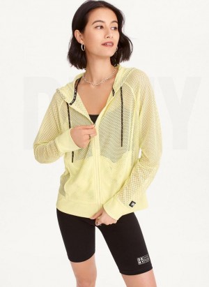 Light Green DKNY Ozone Mesh Relaxed Full Zip Women's Jackets | Malaysia_D0523