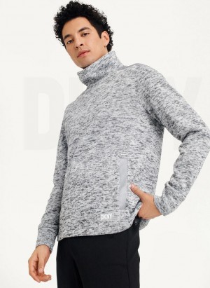 Light Grey DKNY Funnel Neck Pullover Men's Sweatshirts | Malaysia_D0250