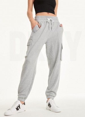 Light Grey DKNY Jersey Cargo Women's Joggers | Malaysia_D1005