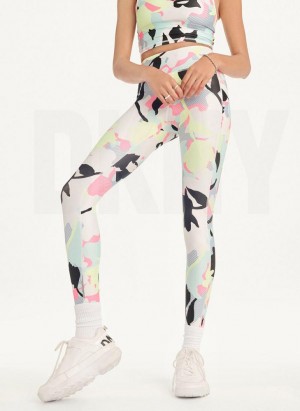 Multicolor DKNY Camo Floral Print High Waist With Pocket Women's Leggings | Malaysia_D1391