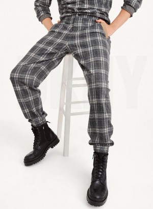 Multicolor DKNY Nylon Trim Plaid Men's Joggers | Malaysia_D1713