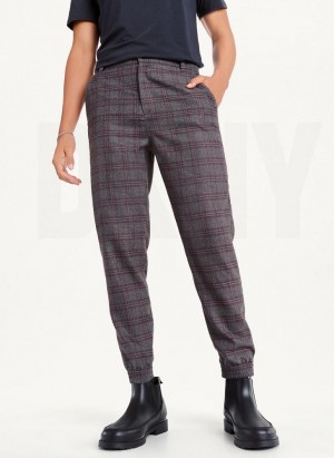 Multicolor DKNY Plaid Men's Joggers | Malaysia_D0198