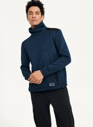 Navy DKNY Funnel Neck Pullover Men's Sweatshirts | Malaysia_D1406