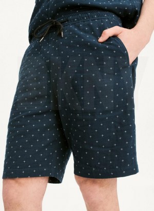 Navy DKNY Jacquard Men's Shorts | Malaysia_D0448