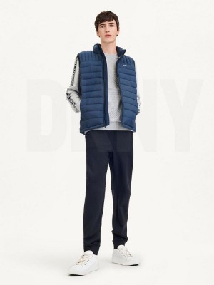Navy DKNY Packable Quilted Vest Men's Jackets | Malaysia_D0773