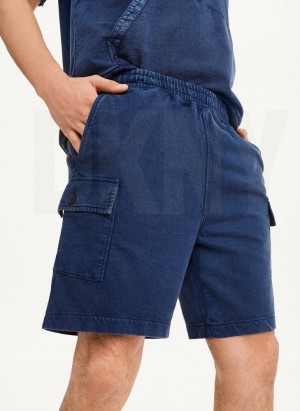 Navy DKNY Pigment Garment Dye Men's Shorts | Malaysia_D1442