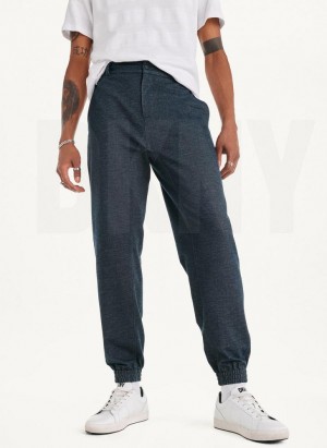 Navy DKNY Twill Knit Men's Joggers | Malaysia_D0156
