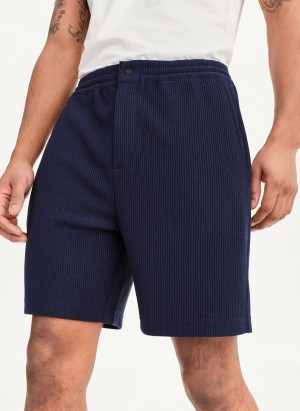Navy DKNY Vertical Effect Knit Men's Shorts | Malaysia_D0837