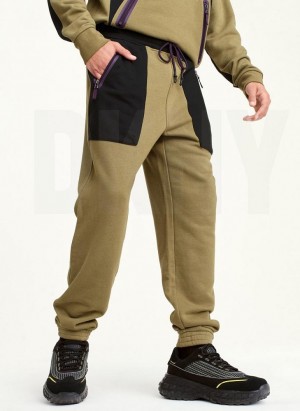 Olive Black DKNY Pull On Colorblock French Terry Men's Pants | Malaysia_D0918