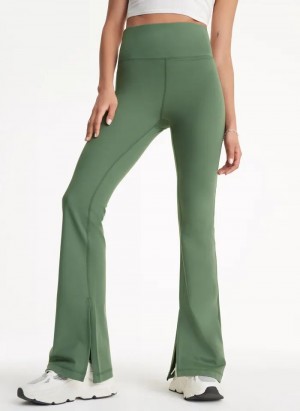 Olive DKNY Balance Compression High-Waist Flare Tight with Slit Women's Leggings | Malaysia_D0776