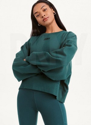 Olive DKNY Balance Oversized Crewneck Pullover Women's Sweatshirts | Malaysia_D0305