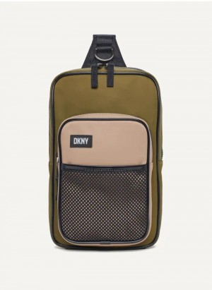 Olive DKNY Colorblock Sling Men's Belt Bags | Malaysia_D0497