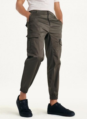 Olive DKNY Cotton Sateen Men's Joggers | Malaysia_D0314