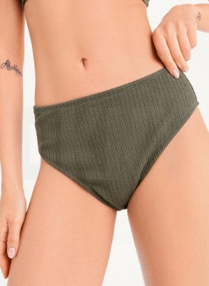 Olive DKNY High Waisted Women's Bikini Bottom | Malaysia_D0551