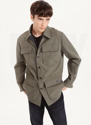 Olive DKNY Ls Chore Tech Fleece Men's Jackets | Malaysia_D0239