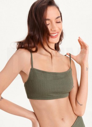 Olive DKNY Straight Neck Women's Bikini Top | Malaysia_D0863
