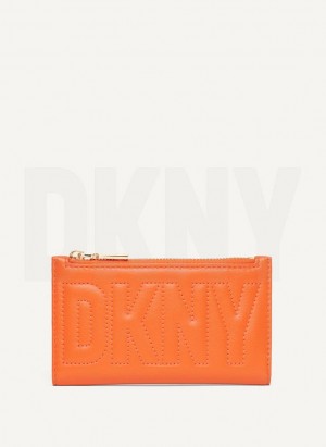 Orange DKNY Elsa Bifold Card Holder Women's Wallets | Malaysia_D1245