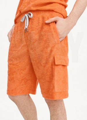 Orange DKNY Toweling Cargo Men's Shorts | Malaysia_D0554