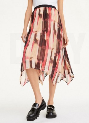 Pink DKNY Asymmetrical Pleated Women's Skirts | Malaysia_D1626