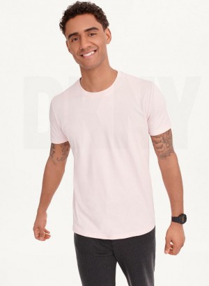 Pink DKNY Cotton Poly Pique Men's T Shirts | Malaysia_D1033