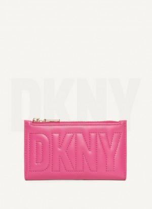 Pink DKNY Elsa Bifold Card Holder Women's Wallets | Malaysia_D0565