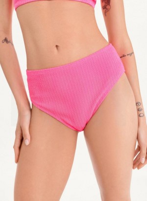Pink DKNY High Waisted Women's Bikini Bottom | Malaysia_D1532