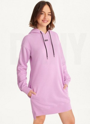 Pink DKNY Long Sleeve Sneaker Women's Dress | Malaysia_D0674