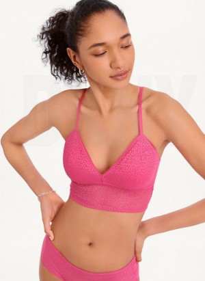 Pink DKNY Modern Lace Longline Racerback Women's Bras | Malaysia_D0368