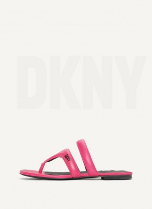 Pink DKNY Puffy Strap Thong Women's Flip Flops | Malaysia_D0251