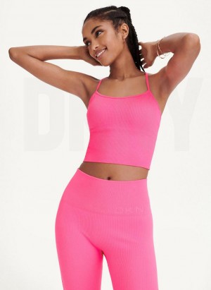 Pink DKNY Rib Knit Seamless Crop Women's Tank Top | Malaysia_D1531