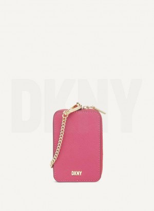 Pink DKNY Sidney Card Pouch Women's Wallets | Malaysia_D0954