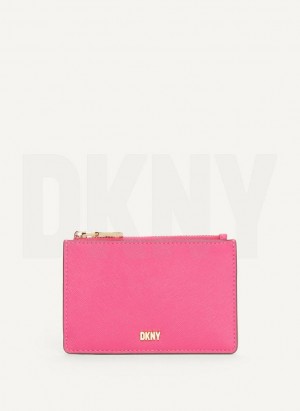 Pink DKNY Sidney Key Card Case Women's Wallets | Malaysia_D1491