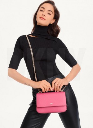 Pink DKNY Sina Flap Women's Shoulder Bags | Malaysia_D1967