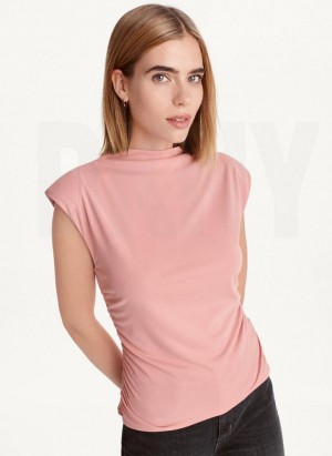 Pink DKNY Sleeveless Side Ruch Women's Tank Top | Malaysia_D0783