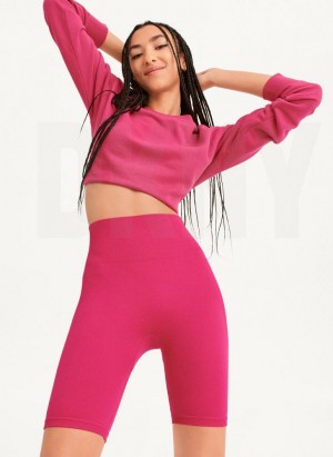 Pink DKNY Twill Seamless Bike Women's Shorts | Malaysia_D1769