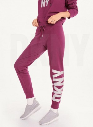 Purple DKNY Exploded Logo Women's Joggers | Malaysia_D1680