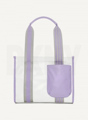 Purple DKNY Prospect Coated Canvas Medium Women's Tote Bags | Malaysia_D0106