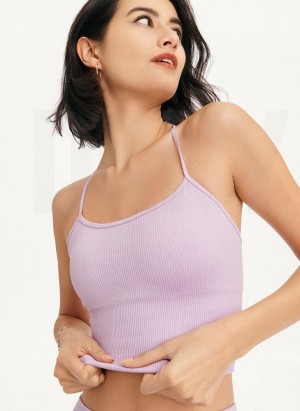 Purple DKNY Rib Knit Seamless Crop Women's Tank Top | Malaysia_D0385