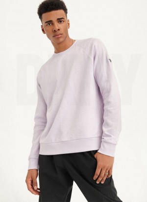 Purple DKNY Slub French Terry Crewneck Men's Sweatshirts | Malaysia_D1381